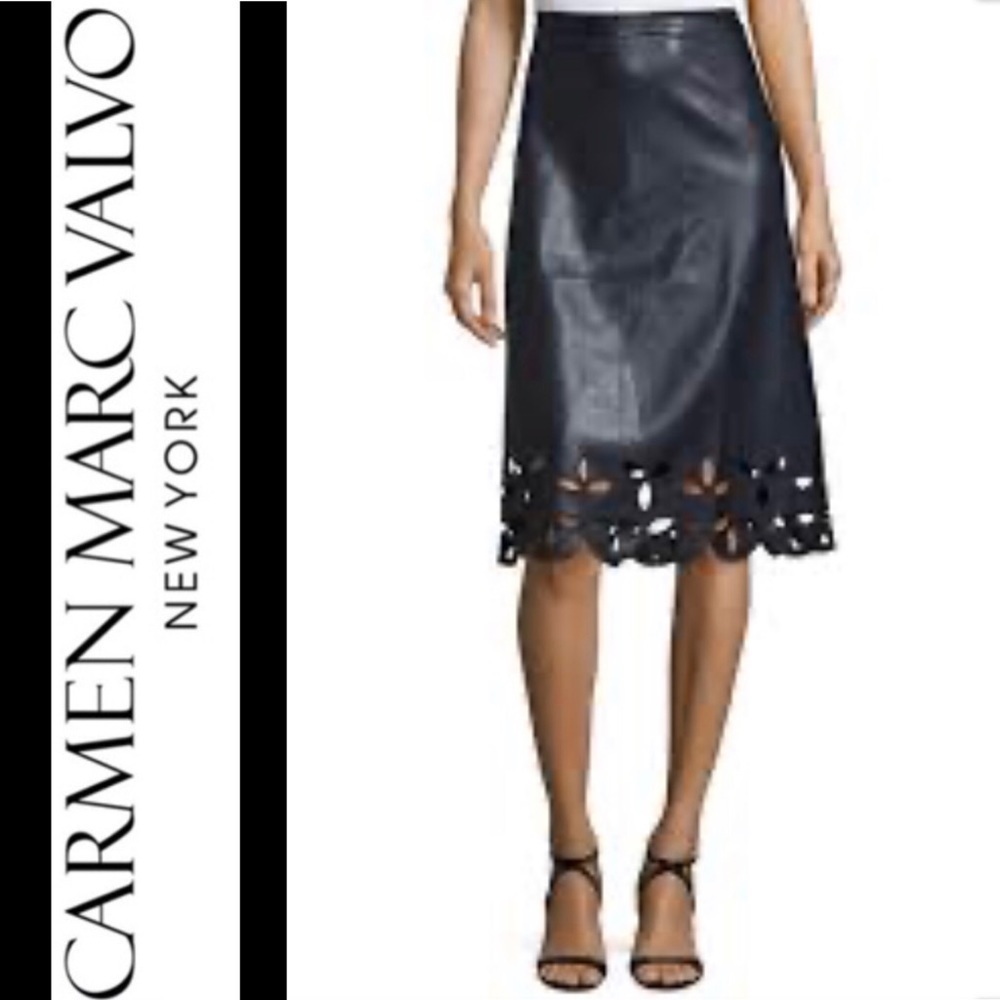 FAUX LEATHER LASER CUT SKIRT CARMEN MARC VALVO NWT